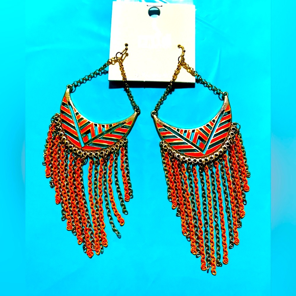 4/$25 Orange Chandelier Earrings